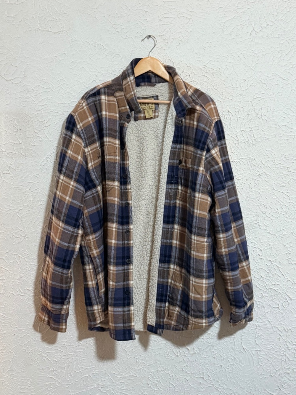 Grove & Hollow Men’s Plaid Sherpa Lined Sweater Jacket Size Medium